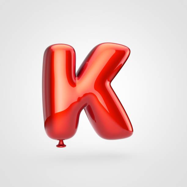 istock Glossy red balloon letter K uppercase isolated on white background. 901882614