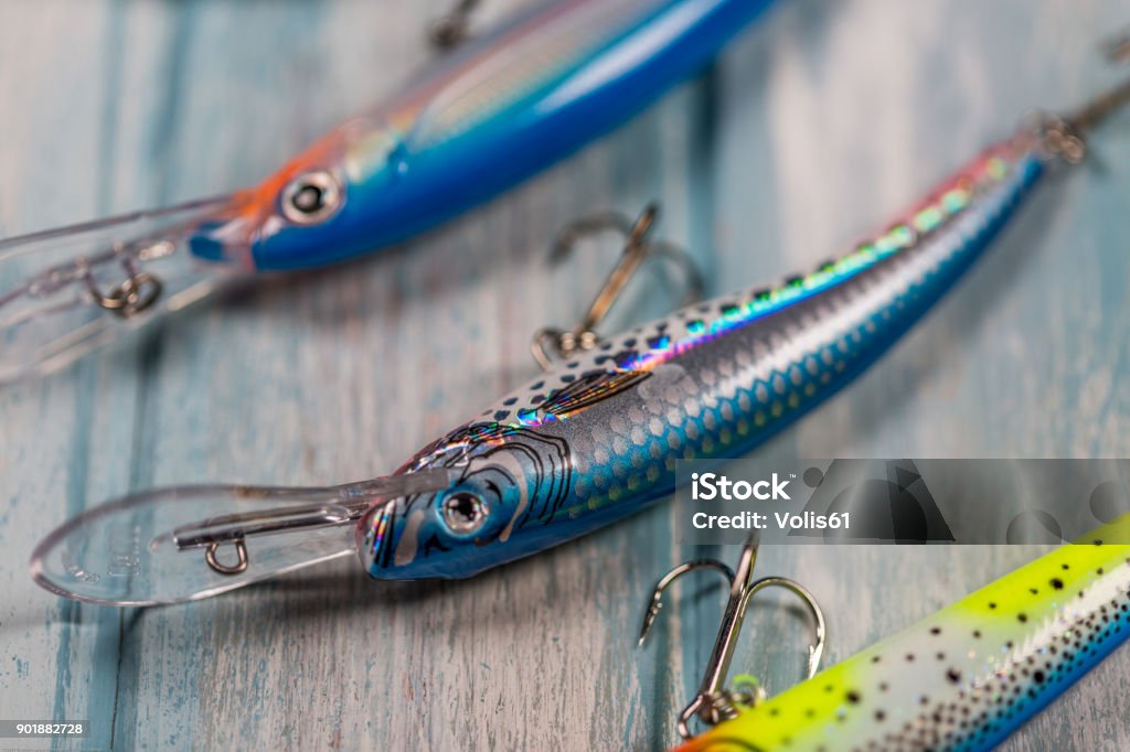 Spinner Lures On Wooden Background Stock Photo - Download Image Now -  Fidget Spinner, Fish, Artificial - iStock