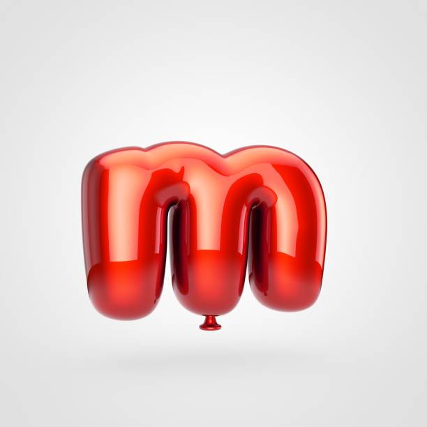 istock Glossy red balloon letter M lowercase isolated on white background. 901883726
