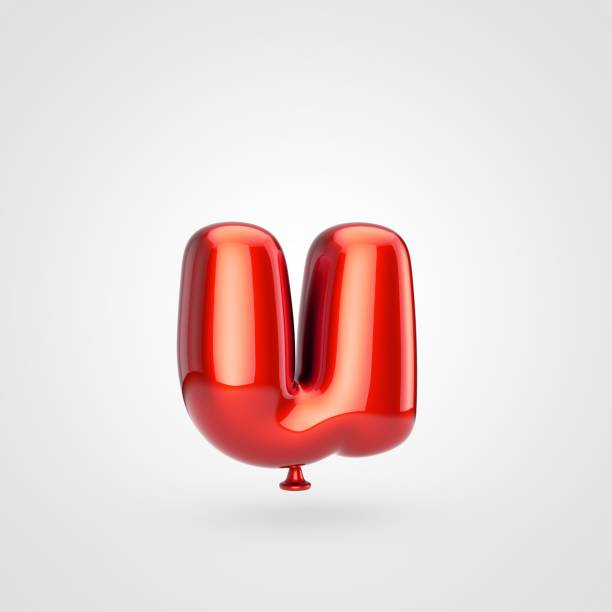 istock Glossy red balloon letter U lowercase isolated on white background. 901886130