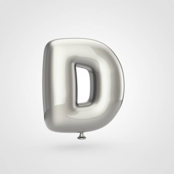 istock Glossy silver balloon letter D uppercase isolated on white background. 901886932