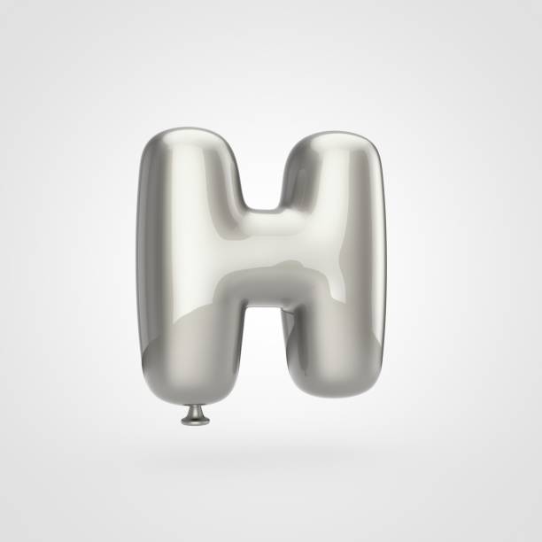 istock Glossy silver balloon letter H uppercase isolated on white background. 901887130