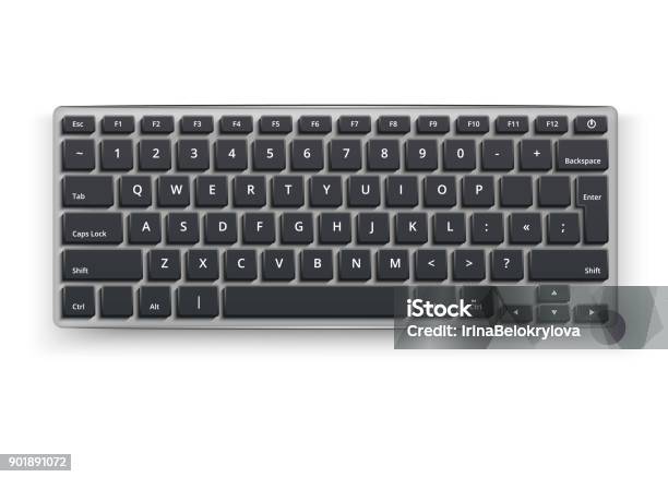 Vector Realistic Desktop Keyboard Mockup 3d Black Stock Illustration - Download Image Now - Computer Keyboard, Keyboard Instrument, Keyboard Player