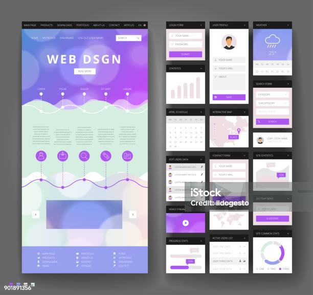 Some Website Interface Website Template Design With Interface Elements Stock Illustration ...