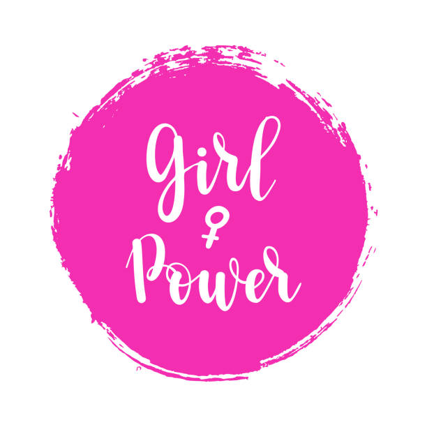 illustrations, cliparts, dessins animés et icônes de girl power féminisme affiche avec signe de la femme. icône rose femelle symbole vecteur - strongwoman