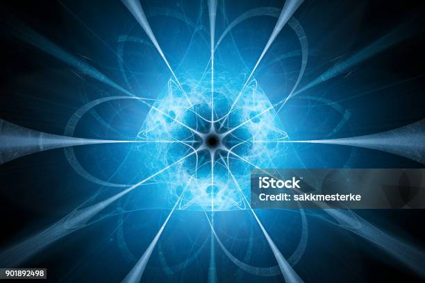 Blue Glowing Nuclear Technology Design Background Stock Photo - Download Image Now - Blood Plasma, Nuclear Fusion, Renewable Energy