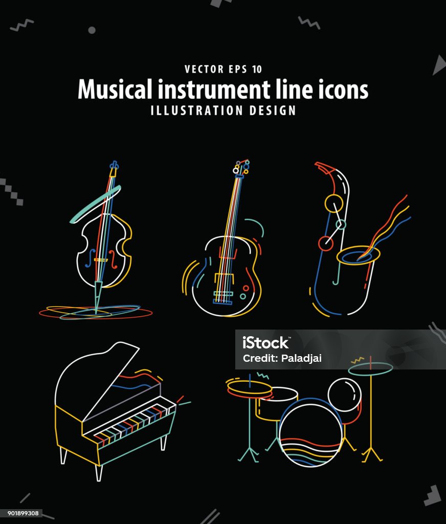 Musical instrument line icons illustration vector. Music concept. Musical Instrument stock vector