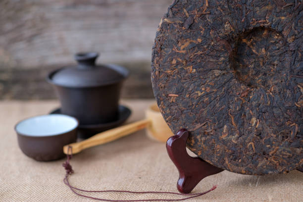 istock Chinese Puer tea pressed into the shape of a pancake 901899834