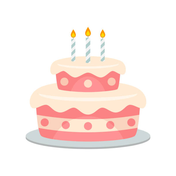 illustrazioni stock, clip art, cartoni animati e icone di tendenza di vettore torta di compleanno isolato - cake