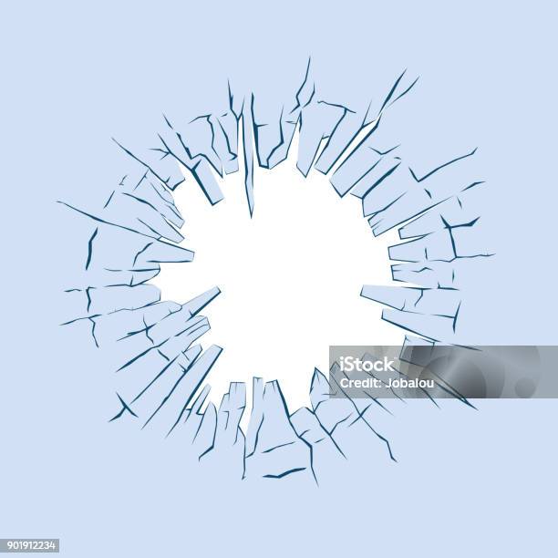 Glass Shattered Hole Stock Illustration - Download Image Now - Broken, Breaking, Glass - Material