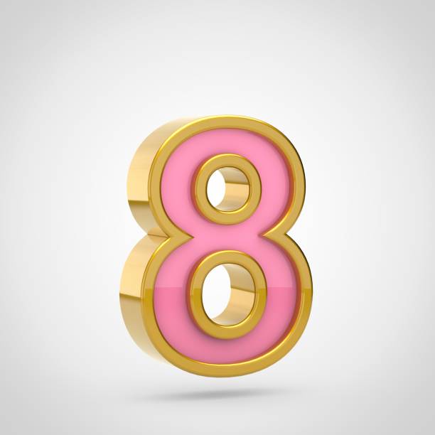 istock Pink number 8 with golden outline isolated on white background. 901913190