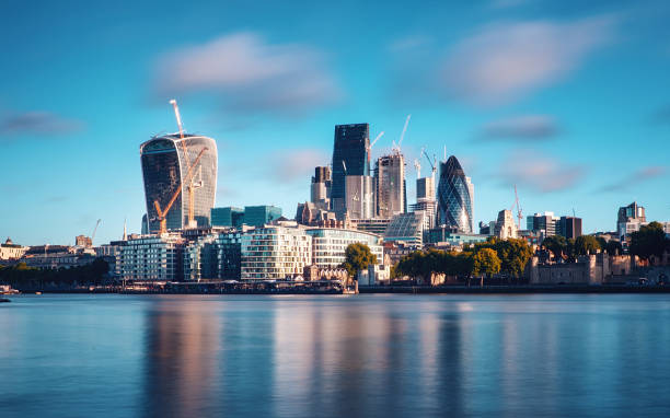 Skyline of The City in London, England London skyline bankside photos stock pictures, royalty-free photos & images