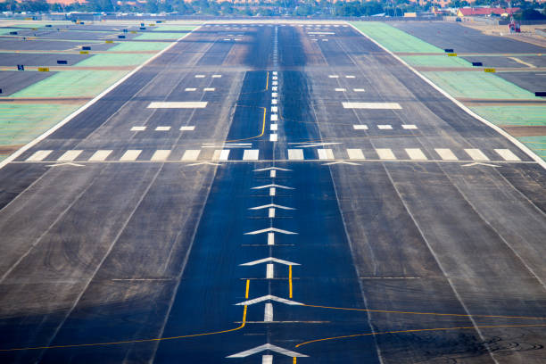 istock Airport Runway Aerial Shot 901933534