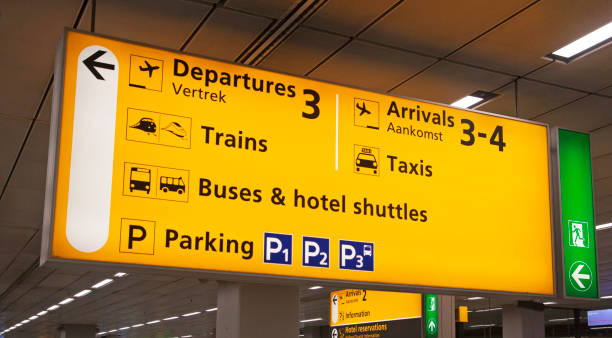 istock Travelers information at an airport 901936808