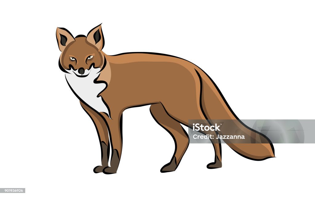 Fox animaux dessinés à la main - clipart vectoriel de Art libre de droits