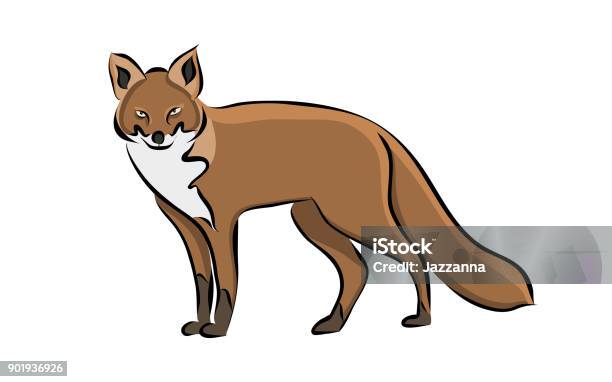 Fox Animaux Dessinés À La Main Vecteurs libres de droits et plus d'images vectorielles de Art - Art, Croquis, Design