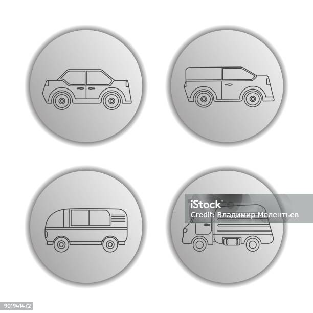 Icons With Vehicles The Sedan The Truck Pass The Van The Suv Car A Design Concept For The Websites And Mobile Applications Stock Illustration - Download Image Now