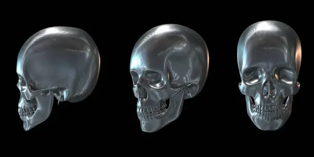 Photo of metal material skull.3D rendering