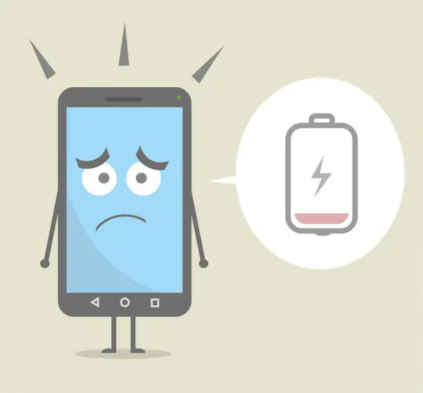 Vector illustration of Worried cartoon smartphone