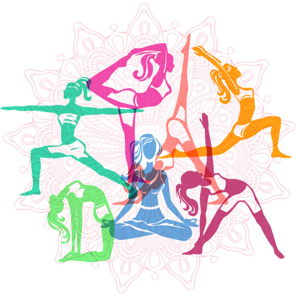 istock Set of Girls in yoga poses 901953728