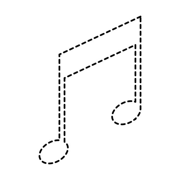 ilustrações de stock, clip art, desenhos animados e ícones de musical note icon in black dotted silhouette - musical staff musical note music musical symbol