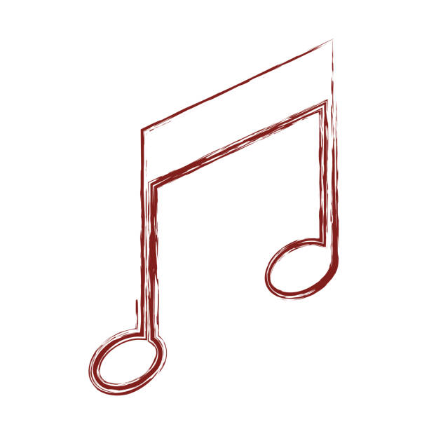 ilustrações de stock, clip art, desenhos animados e ícones de musical note icon in dark red blurred silhouette - musical staff musical note music musical symbol