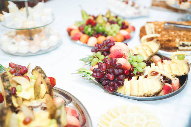 istock Delicious sweets on wedding candy buffet with desserts, cupcakes 901963584