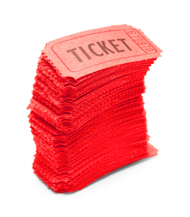 Red Ticket Box Red Ticket Stack Stock Photo - Download Image Now - Admit One, Building ...