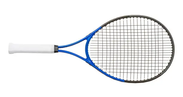 New Tennis Racket Isolated on White Background.