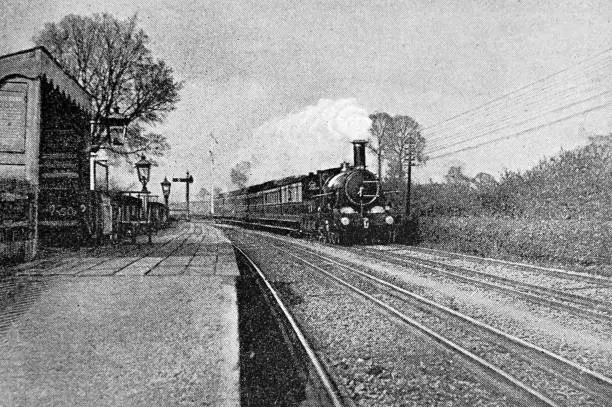 Flying Dutchman train passing Stoke Canon Station  from the pre-1900 book "English Illustrated Magazine" 1891-1892.