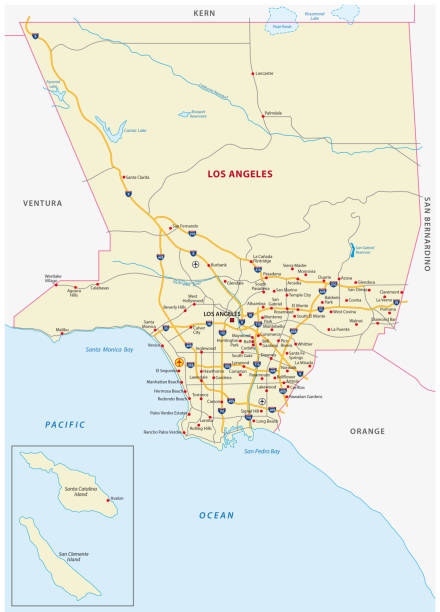 los angeles county road map los angeles county road vector map los angeles stock illustrations