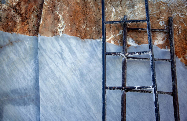 An abstract scene form one of the many marble quarries in the apuan alps in northern tuscany. Here above Carrara.