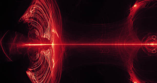 istock Red And Yellow Abstract Lines Curves Particles Background 901977636