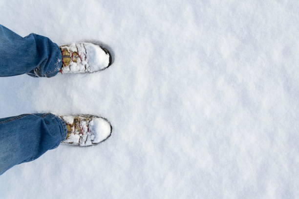 Winter Shoes Footprint In Fresh Snow Blue Jeans Trousers Copyspace Stock Photo - Download Image Now - iStock Winter Shoes Footprint In Fresh Snow Blue Jeans Trousers Copyspace Stock Photo - Download Image Now - iStock
