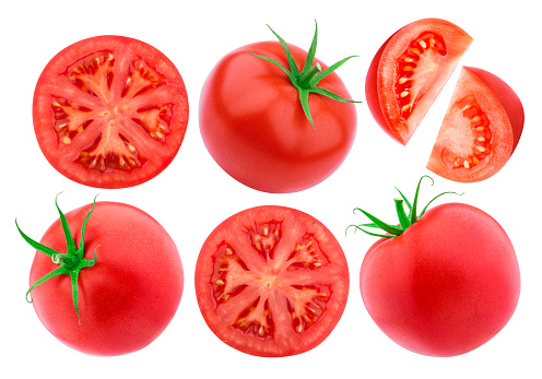 Tomato isolated isolated on white background with clipping path. Collection