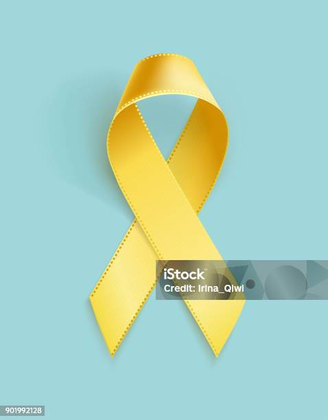 Childhood Cancer Awareness Ribbon Stock Illustration - Download Image Now - Yellow, September, Tied Bow