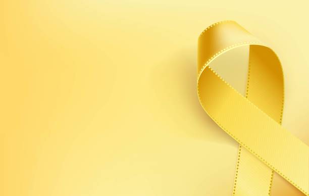 ilustrações, clipart, desenhos animados e ícones de fita da conscientização do câncer de infância. - setembro amarelo