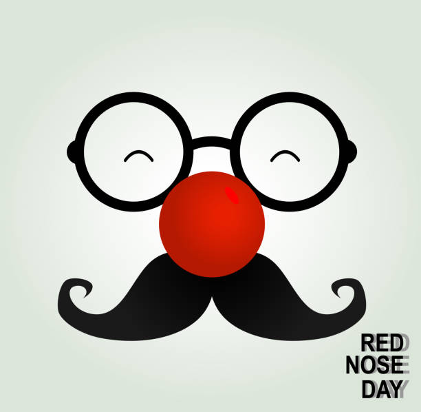 narr clown brille und rote nase. - clownsnase stock-grafiken, -clipart, -cartoons und -symbole