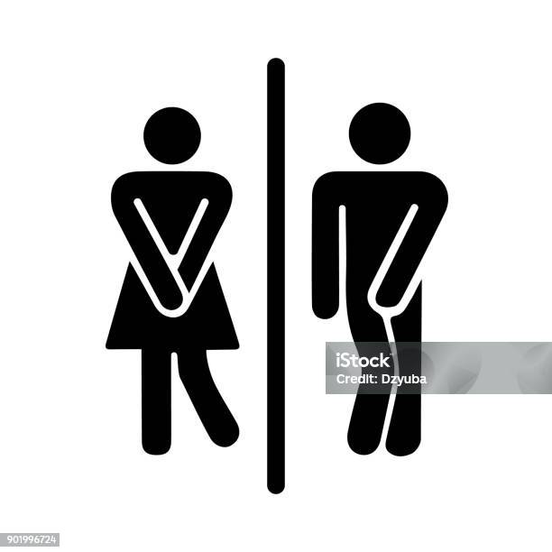 Icon Male And Female Toilet Stock Illustration - Download Image Now - Toilet, Bathroom, Symbol