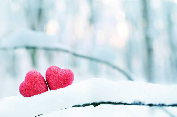 istock Red heart on snow background. St. Valentine's Day 901997086
