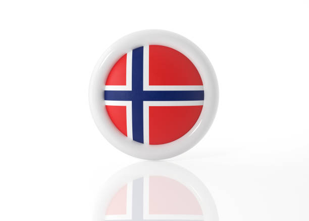 Norwegian badge on white background. Horizontal composition with clipping path.