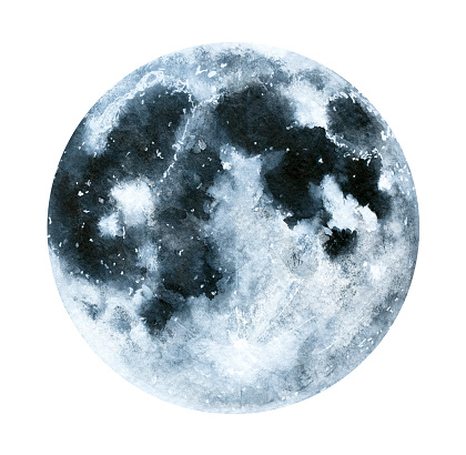 Black, grey colors, circle, full view. Hand drawn water colour painting, isolated on white background.