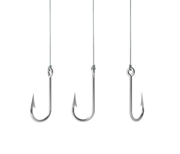 Fishing Hooks On White Background Stock Photo - Download Image Now