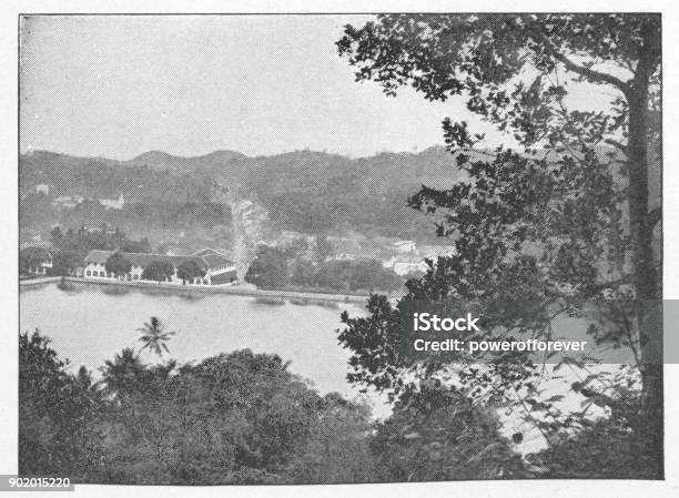 Cityscape Of Kandy British Ceylon British Era Stock Illustration ...
