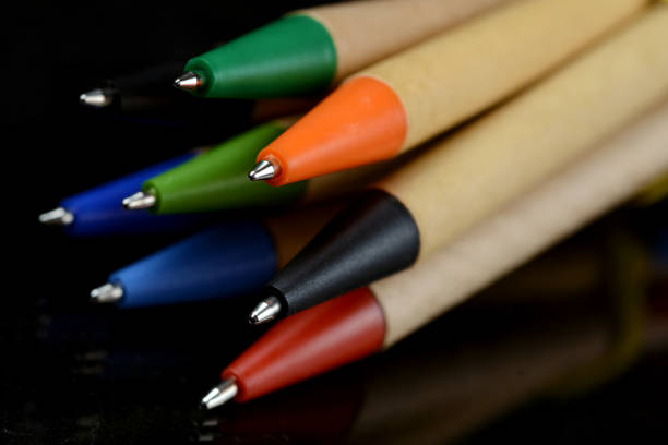 istock set of paper ballpoint pen on a black background 902030256