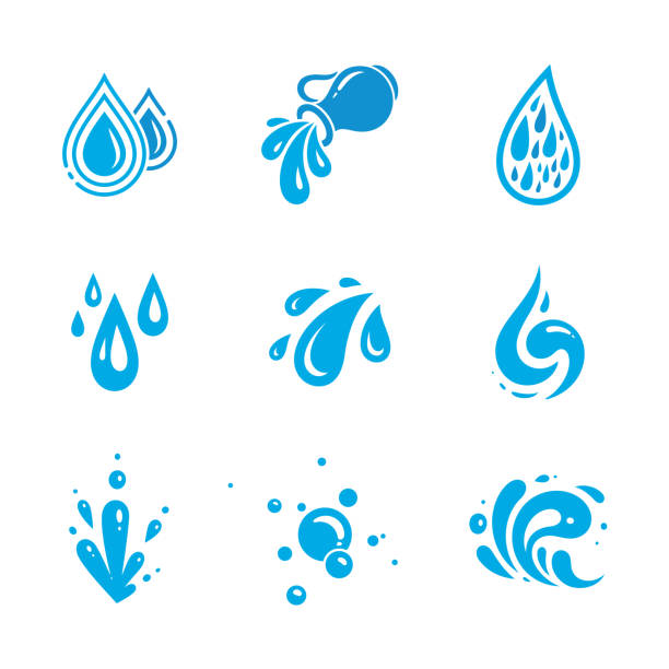 zestaw ikon wody - water drop stock illustrations