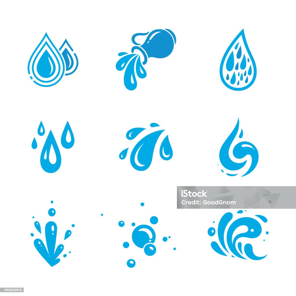 Water icons set Water icons isolated on white Water stock vector