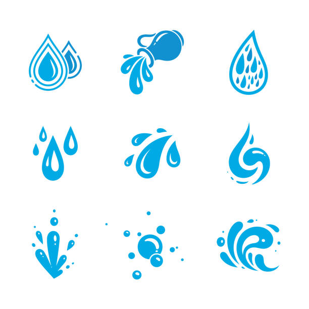 Water icons set Water icons isolated on white blue jug stock illustrations