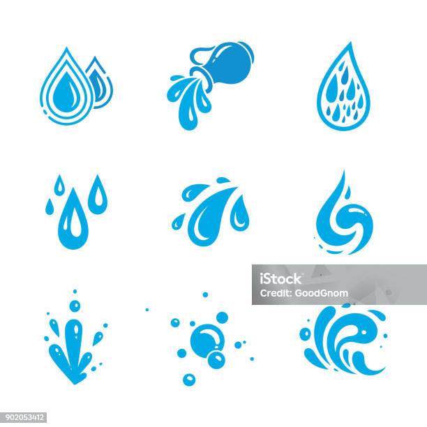 Water Icons Set Stock Illustration - Download Image Now - Water, Drop, Spray