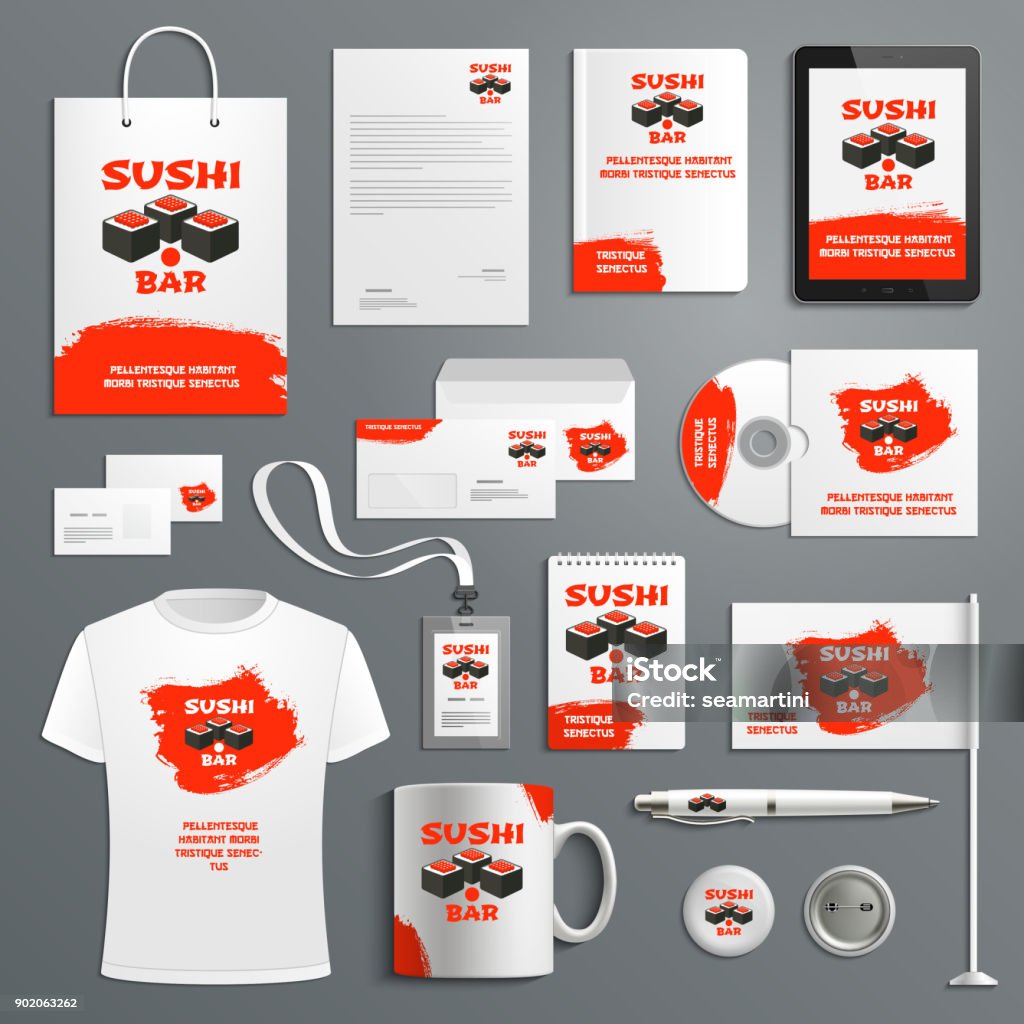 Unternehmensidentität Vektor Elemente japanischer sushi - Lizenzfrei Ware Vektorgrafik